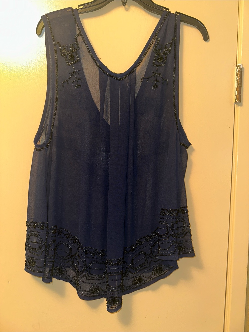 Free People Navy Sheer Tunic with Beaded Accents - Picture 6 of 11